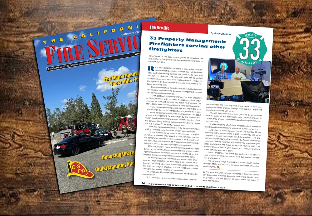 Thank You, California Fire Service Magazine: 33 Property Management's Journey of Service and Integrity